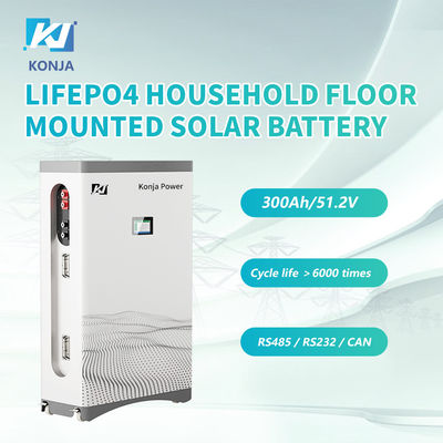 Harga yang bagus KonJa Rumah Tangga IP50 Kelas A Baterai Cell Deep Cycle 51.2v 300Ah 15.36kWh Baterai Surya yang dipasang di dinding dengan layar on line