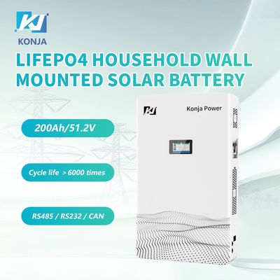 Harga yang bagus KonJa 51.2V 200Ah 10.24kWh Baterai penyimpanan rumah tangga yang dipasang di dinding dengan garansi 5 tahun on line